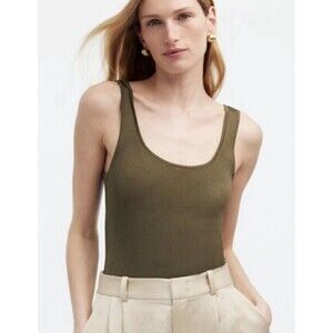 Madewell‎ Scoop Neck Sweater Tank in Worn Olive Size Large NEW w Defect